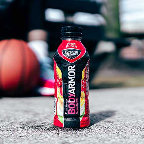 BODYARMOR Sports Drink Sports Beverage, Fruit Punch, Natural Flavors With Vitamins, Potassium-Packed Electrolytes, Perfect For Athletes, 16 Fl Oz (Pack of 12)