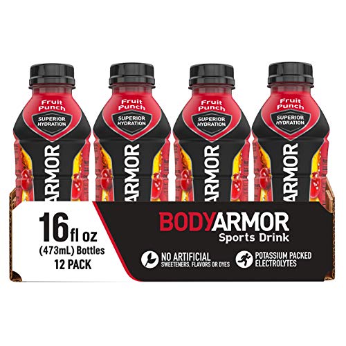 BODYARMOR Sports Drink Sports Beverage, Fruit Punch, Natural Flavors With Vitamins, Potassium-Packed Electrolytes, Perfect For Athletes, 16 Fl Oz (Pack of 12)