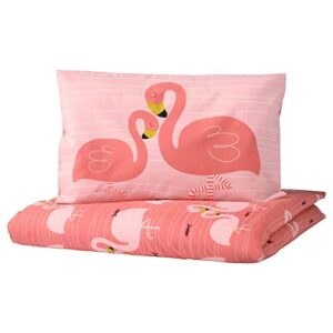 ikea rorande crib duvet cover/pillowcase flamingo pink 43×49/14×22 504.625.31