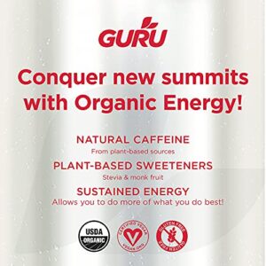 GURU Lite Organic Energy Drink | Stay Focused with Refreshingly Good Energy | Organic Ingredients | Low Calories | Uncompromisingly Good Energy | 12oz (Pack of 24)