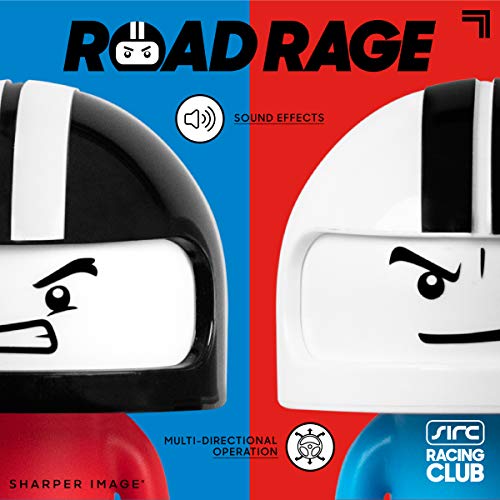 Sharper Image Road Rage RC Speed Bumper Cars, Mini Remote Controlled Ejector Vehicles, 2 Player Head to Head Battle, Crash into Opponents, 2.4 GHz, Red and Blue, Ages 6 and Up