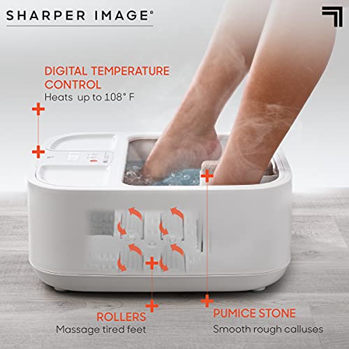Sharper Image Spahaven Foot Bath, Heated Spa with Massage Rollers & LCD Display, 108 Degree Heat with Insulated Walls & Pumice Stone, Soothe & Rejuvinate Tired Feet, Aromatherapy Holiday Gift