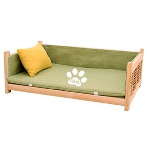 lxla elevated dog beds with green mattress, indoor wooden frame orthopedic portable pets cot, for large medium small cats and dogs (size : xxl 100×60×30cm)