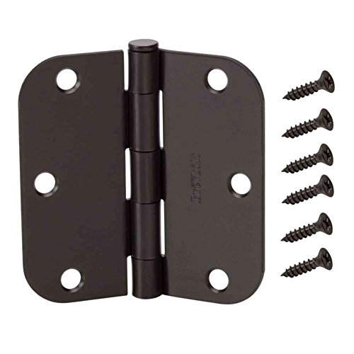 3-1/2 in. x 5/8 in. Radius Oil-Rubbed Bronze Door Hinge with screws