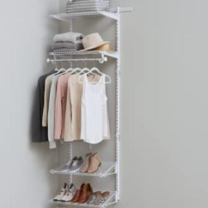 Rubbermaid Expandable Closet Shelf Kit, 2-4 ft., White, for Home/Closet/Garage/Laundry/Mudroom/Basement/House