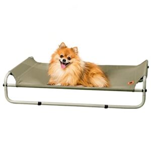 mewoofun cooling elevated dog bed with double rod design raised dog bed cot with skid-resistant feet design for small & medium dog (35.4″ l x 24.4″ w x 7.9″ h)