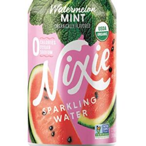 Nixie Sparkling Water, Watermelon Mint | 12 fl oz cans, 24 pack | Organic, Non-GMO, 0 Calories, 0 Sugar, 0 Sodium