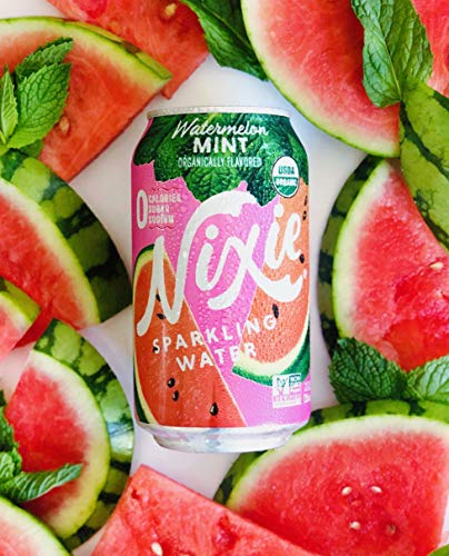 Nixie Sparkling Water, Watermelon Mint | 12 fl oz cans, 24 pack | Organic, Non-GMO, 0 Calories, 0 Sugar, 0 Sodium