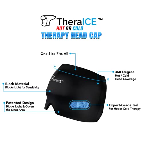 TheraICE  Form Fitting Head Gel Ice Cap, Cold Therapy  Ice Head Wrap Ice Pack Mask, Cold Cap