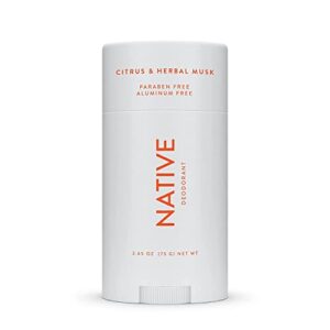 native deodorant | natural deodorant for men and women, aluminum free with baking soda, probiotics, coconut oil and shea butter | citrus & herbal musk