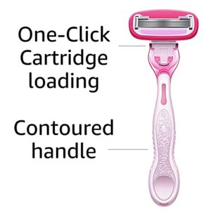 Amazon Basics Women's 5 Blade FITS Razor for Women, FITS Amazon Basics FITS Handle and Venus Handles, Includes 1 FITS Handle, 12 Cartridges & 1 Shower Hanger