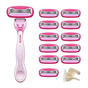 Amazon Basics Women's 5 Blade FITS Razor for Women, FITS Amazon Basics FITS Handle and Venus Handles, Includes 1 FITS Handle, 12 Cartridges & 1 Shower Hanger