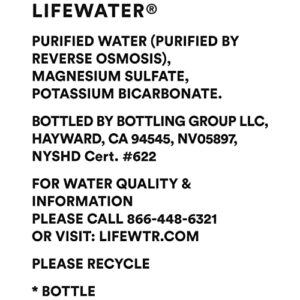 LIFEWTR Premium Purified Water, pH Balanced with Electrolytes, 100% recycled plastic bottles, 33.8 Fl Oz, 1L (Pack of 6)