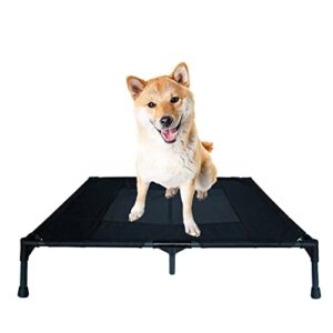 loogu elevated dog bed, portable raised dog cot bed for indoor and outdoor use dog bed with breathable mesh and durable frame