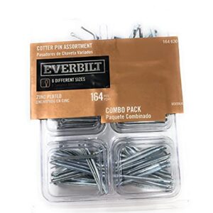 Everbilt 164 Pcs Galvanized Zinc Plated Steel Cotter Pin Clip Assortment Combo Pack Kit Set Key Fastner -Small- 6 Different Sizes- Not Metric, Made for USA, with USA Sizes-Extended Prong