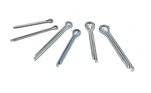 Everbilt 164 Pcs Galvanized Zinc Plated Steel Cotter Pin Clip Assortment Combo Pack Kit Set Key Fastner -Small- 6 Different Sizes- Not Metric, Made for USA, with USA Sizes-Extended Prong