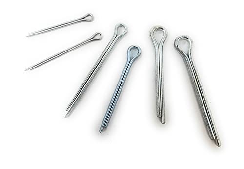 Everbilt 164 Pcs Galvanized Zinc Plated Steel Cotter Pin Clip Assortment Combo Pack Kit Set Key Fastner -Small- 6 Different Sizes- Not Metric, Made for USA, with USA Sizes-Extended Prong