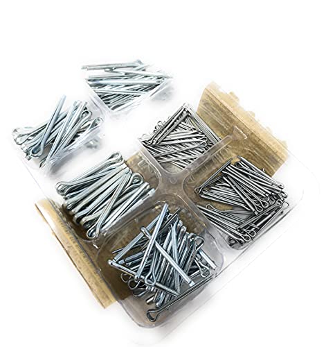 Everbilt 164 Pcs Galvanized Zinc Plated Steel Cotter Pin Clip Assortment Combo Pack Kit Set Key Fastner -Small- 6 Different Sizes- Not Metric, Made for USA, with USA Sizes-Extended Prong