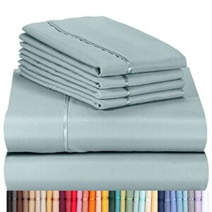 luxclub 6 pc sheet set sheets deep pockets 18″ eco friendly wrinkle free sheets machine washable hotel bedding silky soft – light teal queen