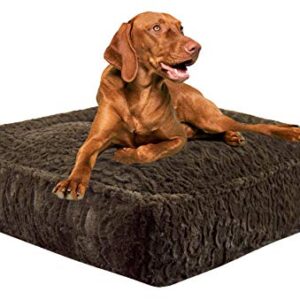 Bessie and Barnie Serenity Brown Luxury Extra Plush Faux Fur Rectangle Pet/Dog Bed (Multiple Sizes)