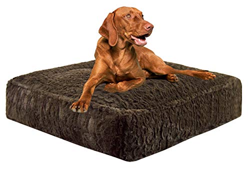 Bessie and Barnie Serenity Brown Luxury Extra Plush Faux Fur Rectangle Pet/Dog Bed (Multiple Sizes)