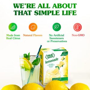 TRUE LEMON Original Lemonade Drink Mix| Made from Real Lemon | No Preservatives, No Artificial Sweeteners, Gluten Free | Water Flavor Packets & Water Enhancer with Stevia 30 Count (Pack of 1)