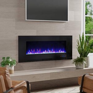 Amazon Basics Wall-Mounted Recessed Electric Fireplace - 50-Inch, Black