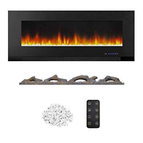 Amazon Basics Wall-Mounted Recessed Electric Fireplace - 50-Inch, Black