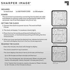 Sharper Image Light Up Electronic Word Clock, Copper Finish with LED Light Display, USB Cord and Power Adapter, 7.75in Square Face, Unique Contemporary Home and Office Decor