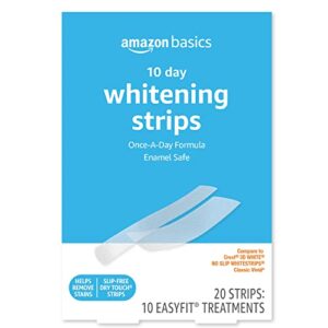 amazon basics 10 day teeth whitening strips kit, 10 treatments, 1-pack (previously solimo)