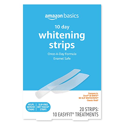 Amazon Basics 10 Day Teeth Whitening Strips Kit, 10 Treatments, 1-Pack (Previously Solimo)