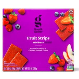 Fruit Strips Wild Berry Fruit Leathers Healthy Snack Made with Real Fruit Puree Concentrate Good and Gather 25 Strips (Wild Berry) - SET OF 2