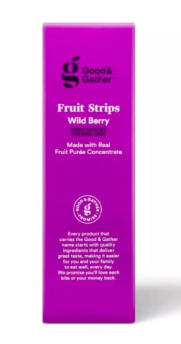 Fruit Strips Wild Berry Fruit Leathers Healthy Snack Made with Real Fruit Puree Concentrate Good and Gather 25 Strips (Wild Berry) - SET OF 2