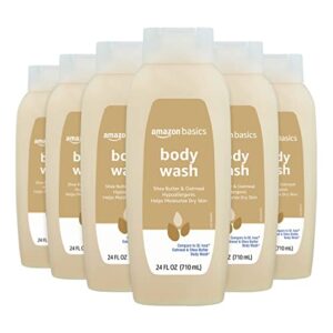 amazon basics shea butter and oatmeal body wash, 24 fluid ounces, 6-pack (previously solimo)