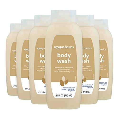 Amazon Basics Shea Butter and Oatmeal Body Wash, 24 Fluid Ounces, 6-Pack (Previously Solimo)