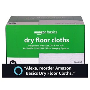 Amazon Basics Dry Floor Cloths to Clean Dust, Dirt, Pet Hair, 64 Count (Previously Solimo)