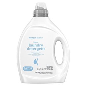 amazon basics concentrated liquid laundry detergent, free & clear, 110 loads, 82.5 fl oz (previously solimo)