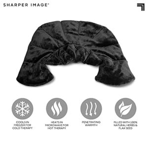 SHARPER IMAGE Warm & Cooling Herbal Aromatherapy Neck & Shoulder Plush Wrap Pad for Soothing Muscle Pain and Tension Relief Therapy, 100% Natural Lavender & Herb Spa Blend, Holiday Gift