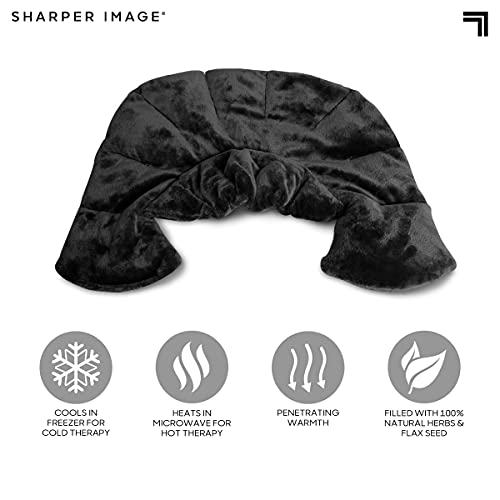 SHARPER IMAGE Warm & Cooling Herbal Aromatherapy Neck & Shoulder Plush Wrap Pad for Soothing Muscle Pain and Tension Relief Therapy, 100% Natural Lavender & Herb Spa Blend, Holiday Gift