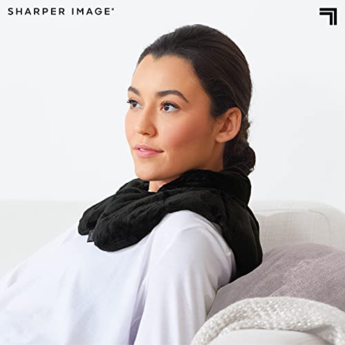 SHARPER IMAGE Warm & Cooling Herbal Aromatherapy Neck & Shoulder Plush Wrap Pad for Soothing Muscle Pain and Tension Relief Therapy, 100% Natural Lavender & Herb Spa Blend, Holiday Gift