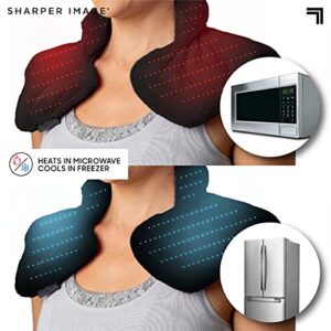 SHARPER IMAGE Warm & Cooling Herbal Aromatherapy Neck & Shoulder Plush Wrap Pad for Soothing Muscle Pain and Tension Relief Therapy, 100% Natural Lavender & Herb Spa Blend, Holiday Gift