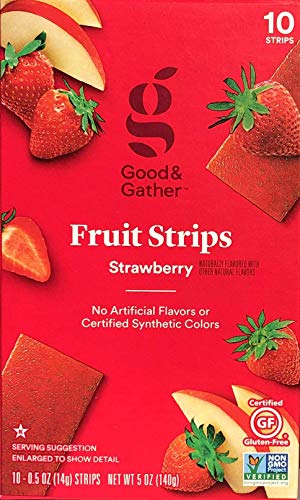 Fruit Strips Fruit Leathers Healthy Snack Made with Real Fruit and Veggie Puree Concentrate Good and Gather 10 Strips (Strawberry) - SET OF 3