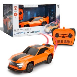 sharper image drift racer remote control muscle car, 2.4 ghz wireless controller, functional led headlights