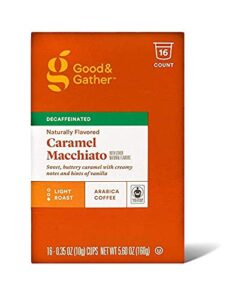 good & gather decaffeinated caramel macchiato coffee pods – pack of 2 boxes – 32 coffee pods total – 16 coffee pods per box – bulk good & gather coffee pods