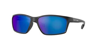 native eyewear men’s kodiak xp rectangular sunglasses, polarized blue reflex, 60 mm