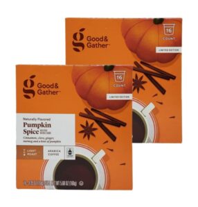 good & gather pumpkin spice coffee pods – pack of 2 boxes 16 per box 32 total 100% arabica limited edition naturally flavored, 8 count (pack 2)