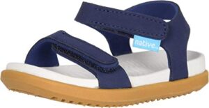 native shoes, charley child, kids water-friendly sandal, regatta blue/shell white/toffee brown, 2 m us little kid