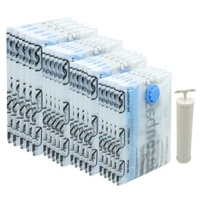 Amazon Basics Vacuum Compression Storage Bags with Hand Pump - 20 Pack (5 Small, 5 Medium, 5 Large & 5 Jumbo)