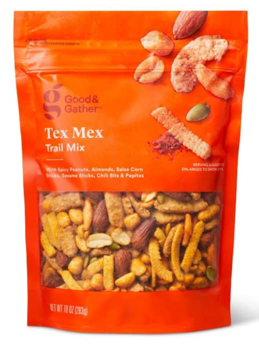 UPF Good & Gather Tex Mex Trail Mix 10 Oz. Spicy Peanuts, Almonds, Salsa Corn Sticks, Sesame Sticks, Chili Bits & Pepitas (1 Pack)