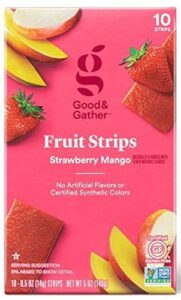 flavor fusion fruit strips fruit leathers healthy snack made with real fruit puree concentrate good and gather 10 strips (strawberry mango)